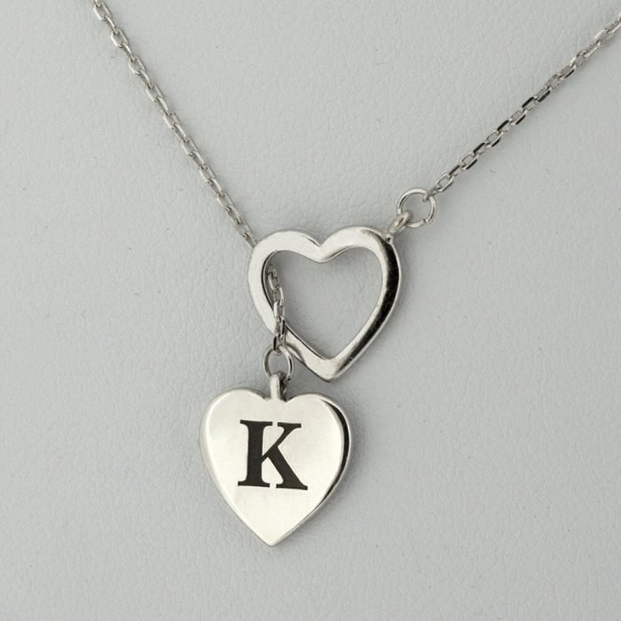 personalised double heart necklace