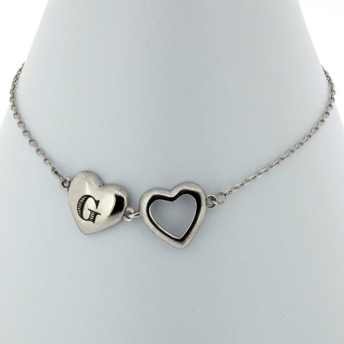 Silver double heart bracelet