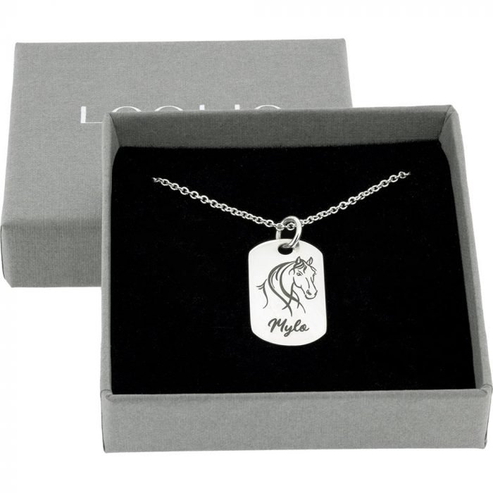 Silver Horse Dog Tag Necklace