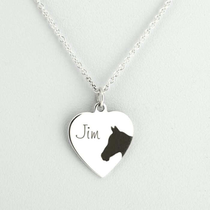Silver Heart Horse Pendant with Personalised Engraving - Image 3