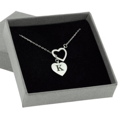 Double Heart Initial Necklace