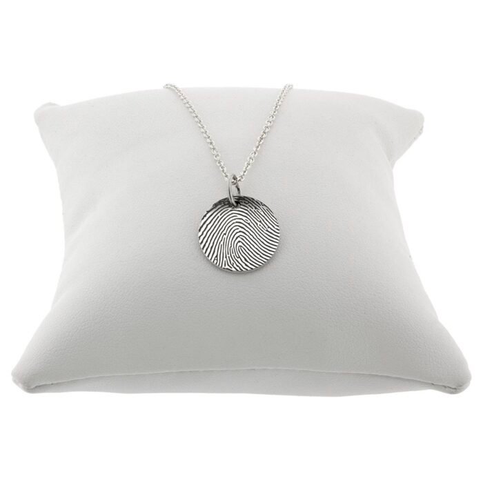 engraved sterling silver fingerprint disc pendant – 10mm to 20mm