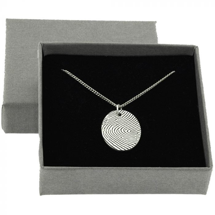 Silver Fingerprint Oval Necklace