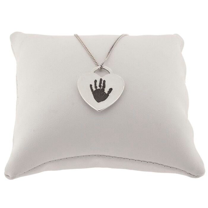Silver Heart Hand Print Pendant