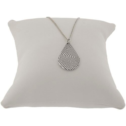 Silver Teardrop Fingerprint Necklace