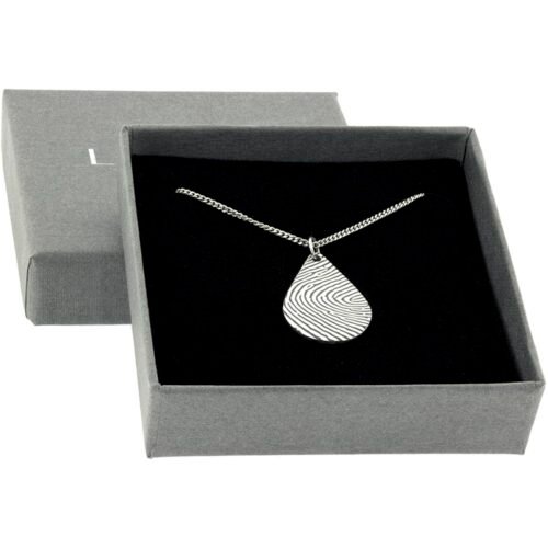 Silver Teardrop Fingerprint Necklace