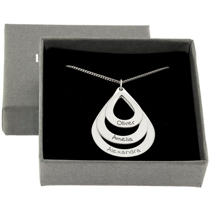 Open Teardrop Silver Necklace