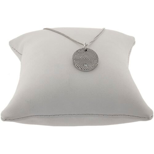 engraved sterling silver fingerprint pendant with cubic zirconia