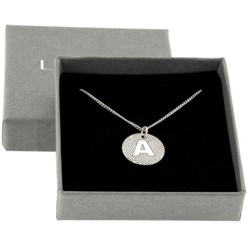 Silver Fingerprint Initial Necklace