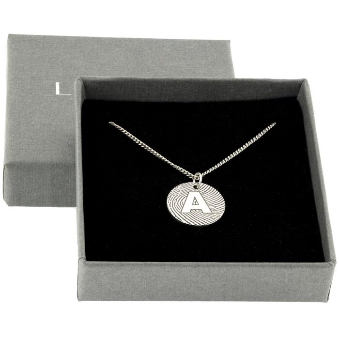 Silver Fingerprint Initial Necklace