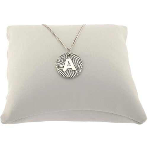 Silver Fingerprint Initial Necklace