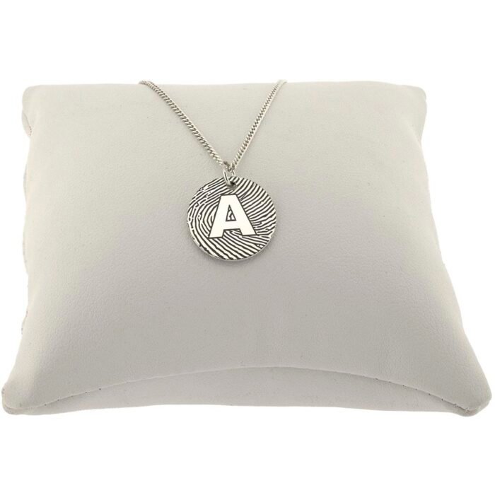 Silver Fingerprint Initial Necklace