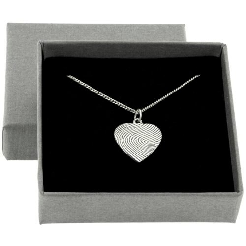 Silver Heart Fingerprint Necklace