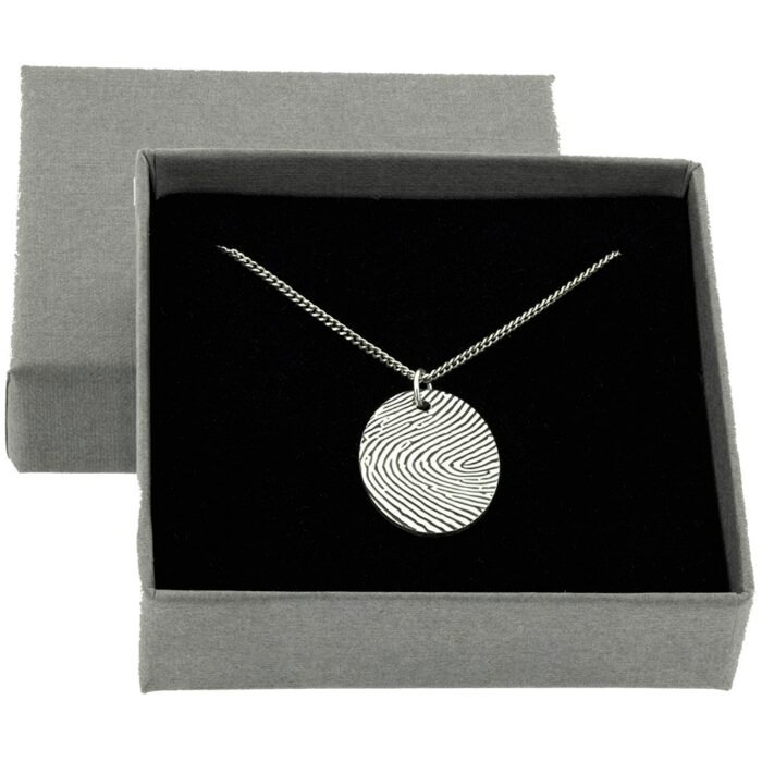 Silver Fingerprint Oval Necklace