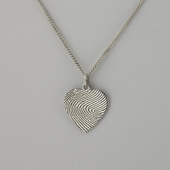 Silver Heart Fingerprint Necklace