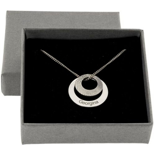 Fingerprint & Name Silver Necklace