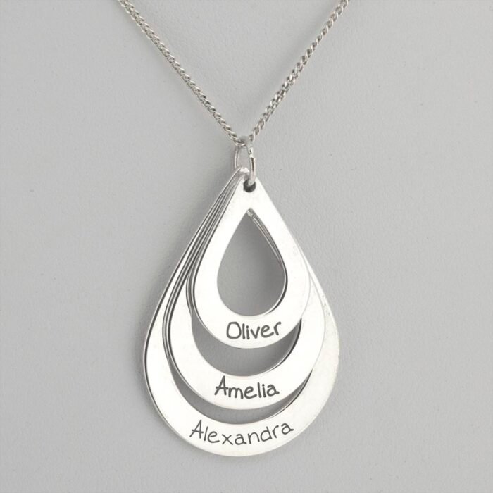 Open Teardrop Silver Necklace - Image 3