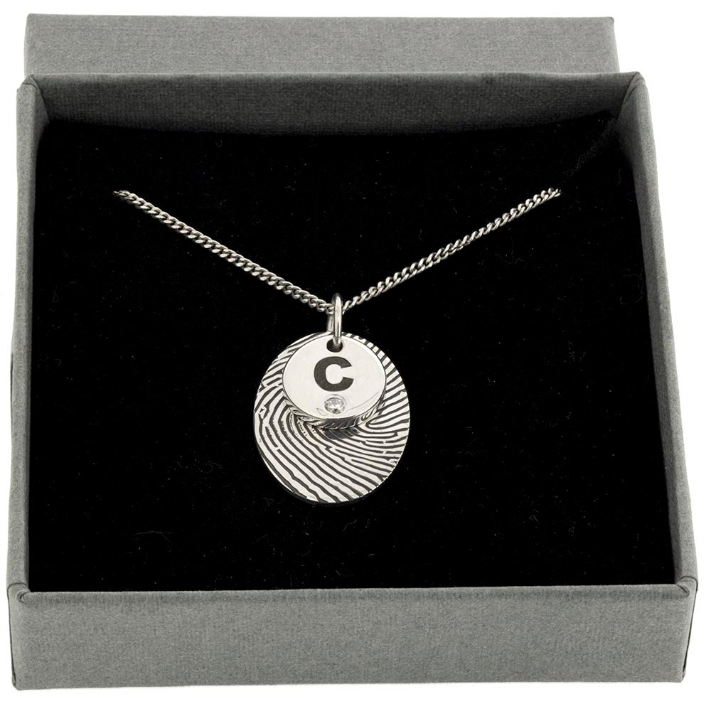 Silver Oval Fingerprint Pendant