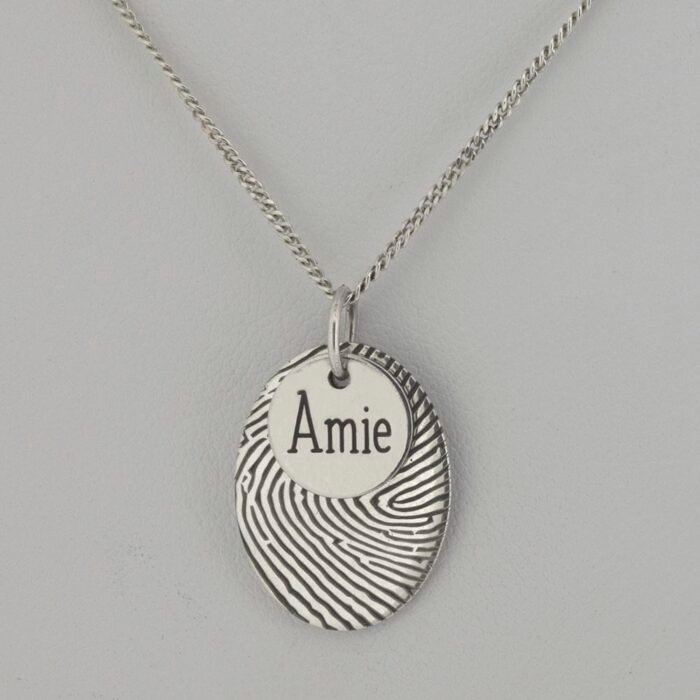 Silver Oval Fingerprint & Name Disc - Image 3