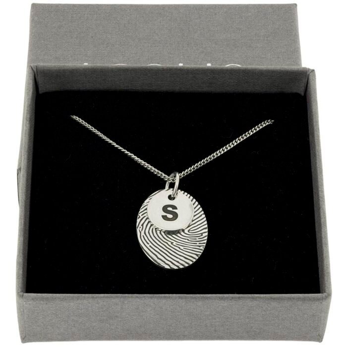 Silver Oval Fingerprint Pendant
