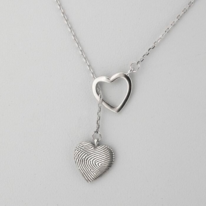 Double Heart Fingerprint Necklace
