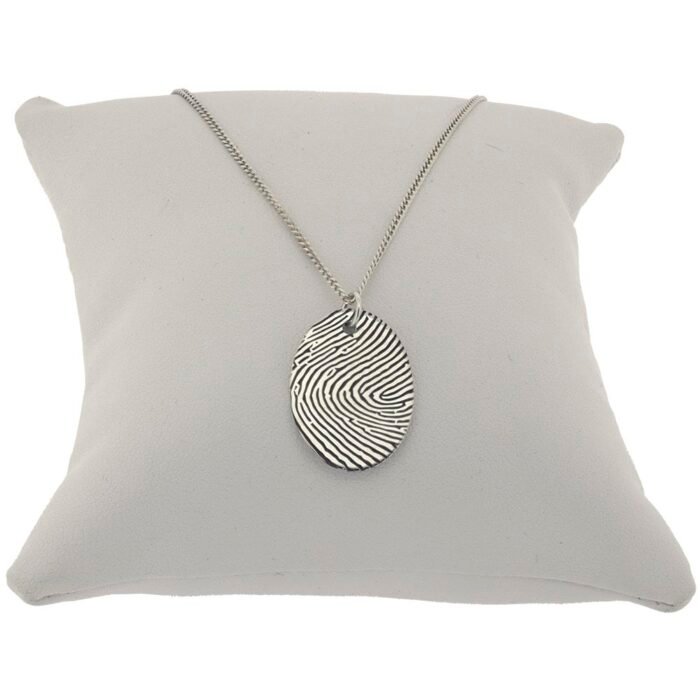 Silver Fingerprint Oval Necklace