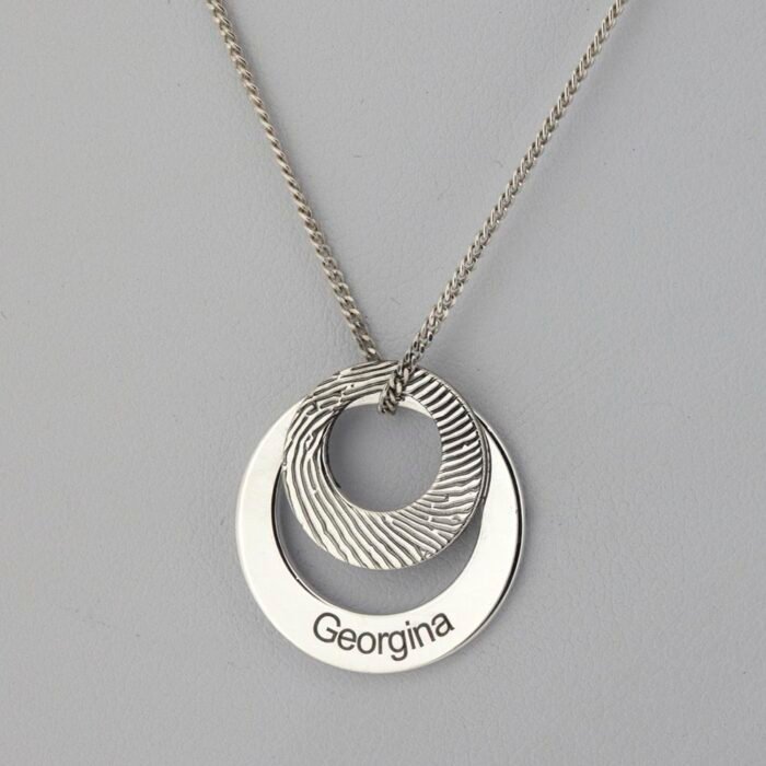 Fingerprint & Name Silver Necklace - Image 3