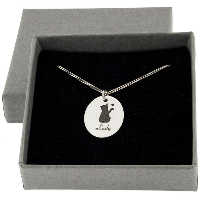Oval Cat Silhouette Pendant