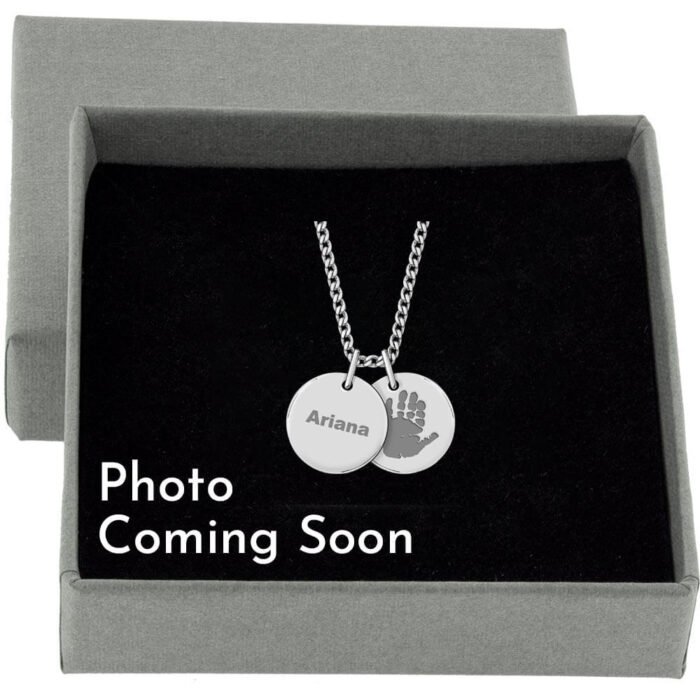 Silver Disc Necklace for Handprint