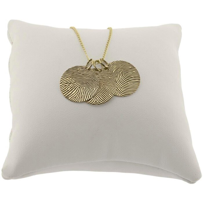 engraved 14ct gold fingerprint pendant with disc design