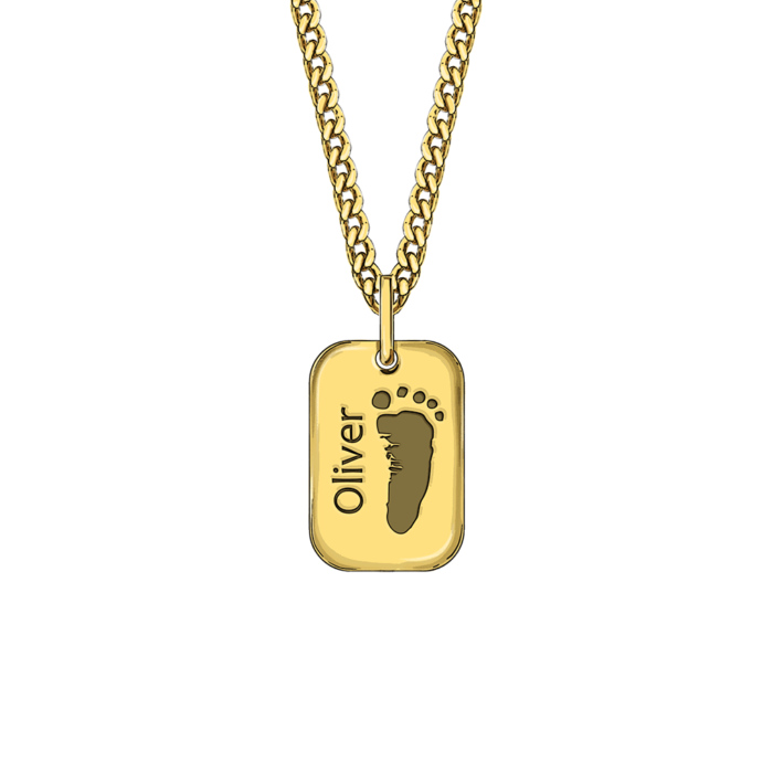 9ct Gold Hand / footprint Tag Pendant - Image 3