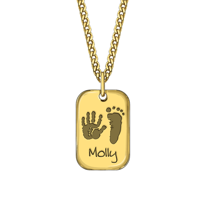9ct Gold Hand / footprint Tag Pendant - Image 2