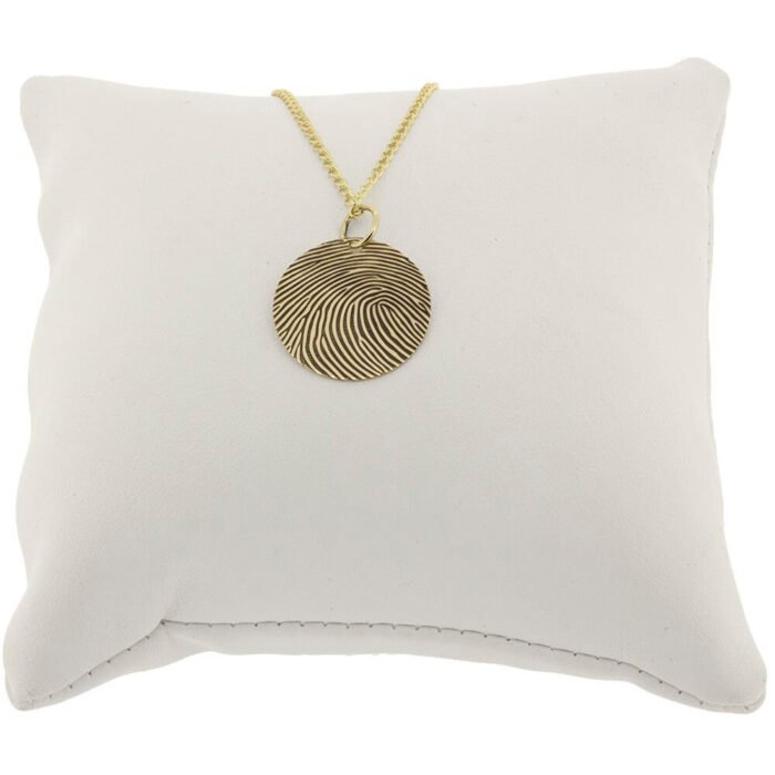 engraved fingerprint pendant in 9ct gold with 16mm disc