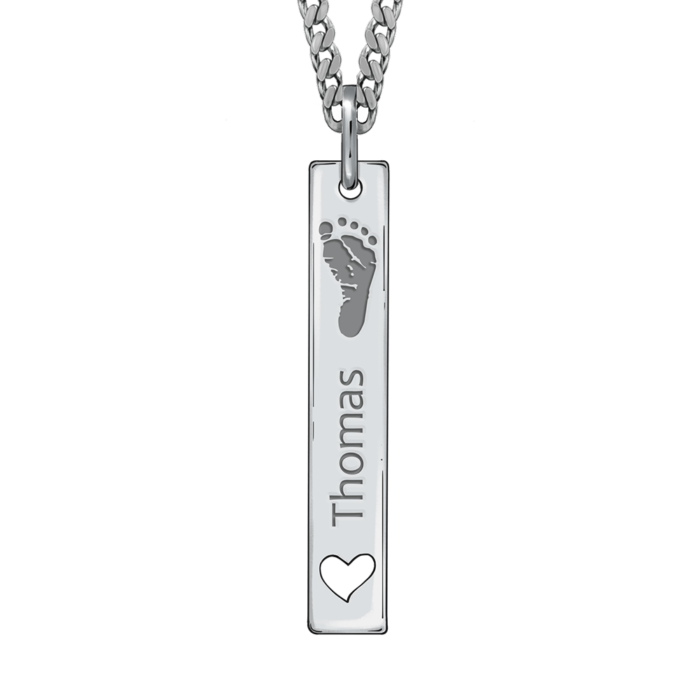 Engraved Rectangular Hand / Footprint Pendant - Image 2