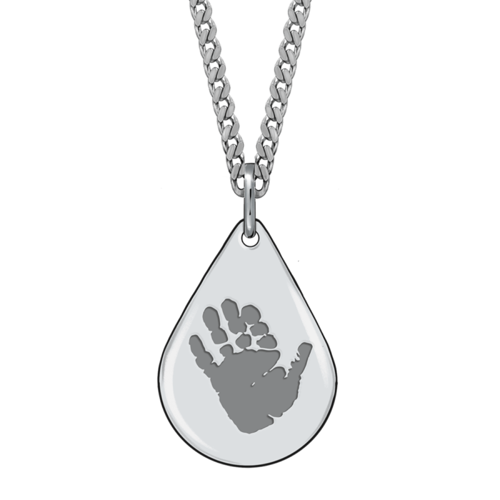 Silver Teardrop Hand / Footprint Pendant - Image 2