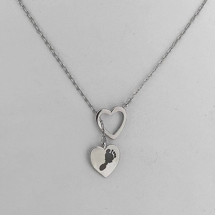 Double Heart Engraved Footprint
