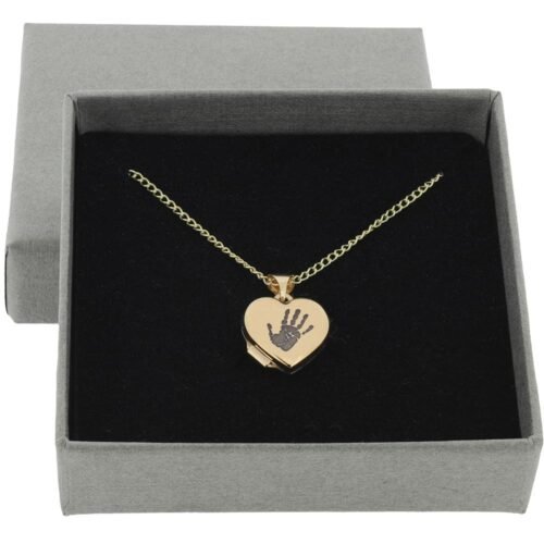 9ct Gold Hand / Footprint Heart Photo Locket