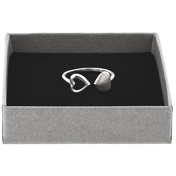 Double Heart Fingerprint Ring