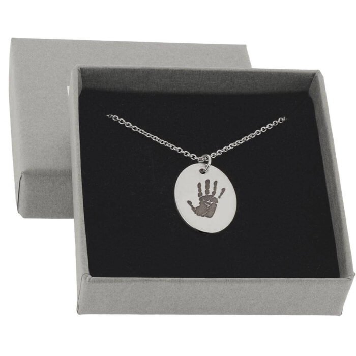 Silver Oval Hand/ Footprint Pendant