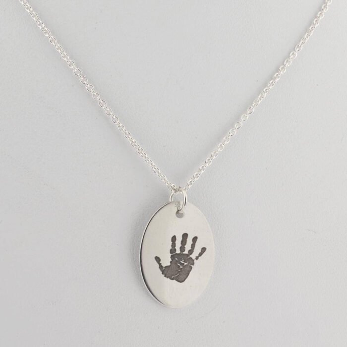 Silver Oval Hand/ Footprint Pendant - Image 3