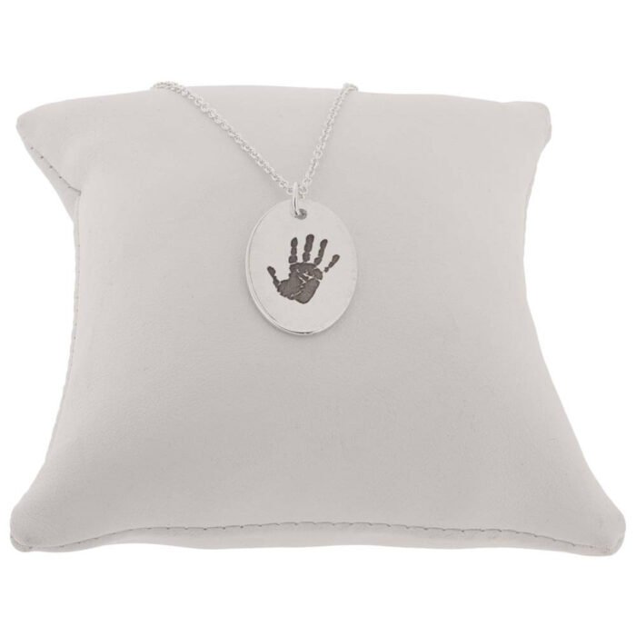 Silver Oval Hand/ Footprint Pendant - Image 2