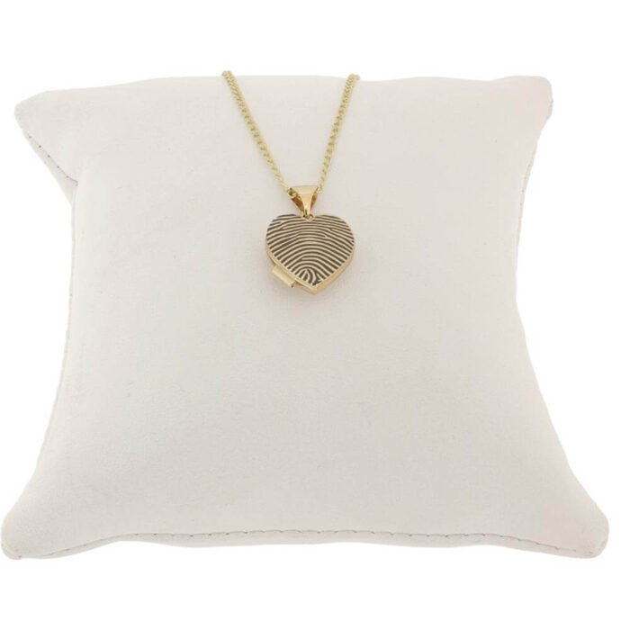 engraved fingerprint heart locket in 9ct gold with inner photo frame