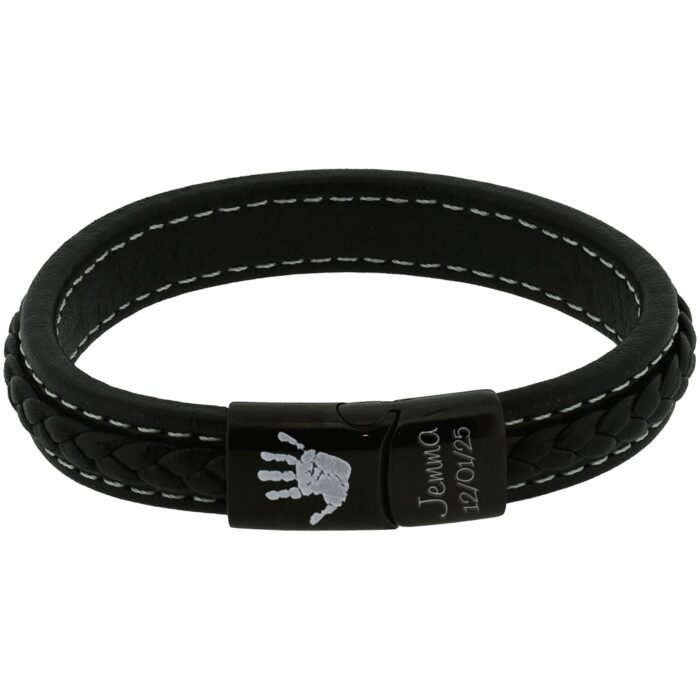 Mens Stitched Woven Effect Handprint Bracelet