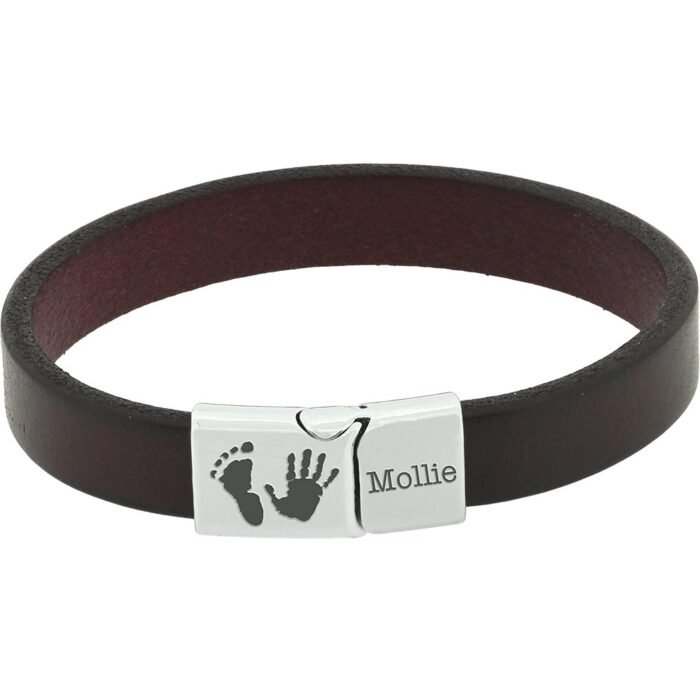 Mens Leather Hand / Footprint Bracelet - Image 3