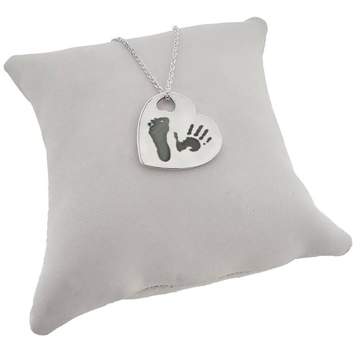 Silver Heart Cut Out Handprint and Footprint Pendant - Image 2