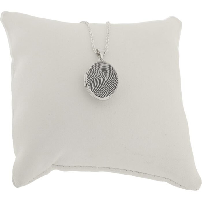 Silver Fingerprint Oval Photo Locket - Image 2