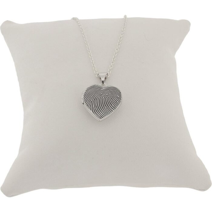 Silver Fingerprint Heart Photo Locket - Image 2