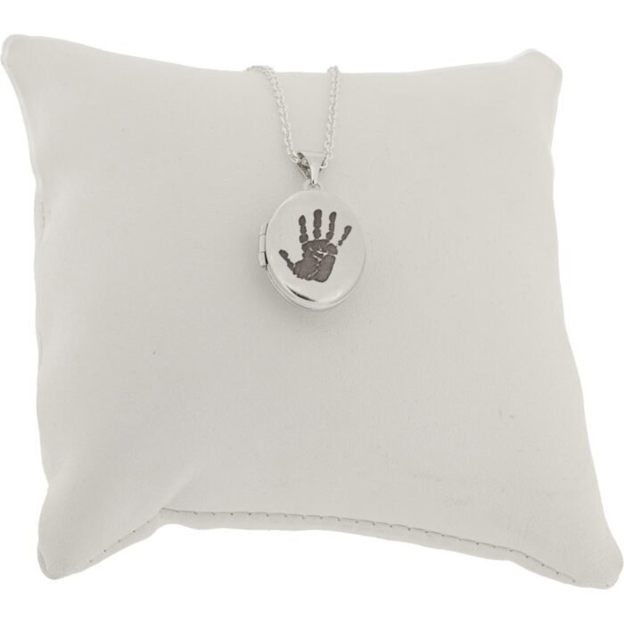 Silver Hand / Footprint Oval Photo Locket - Image 2