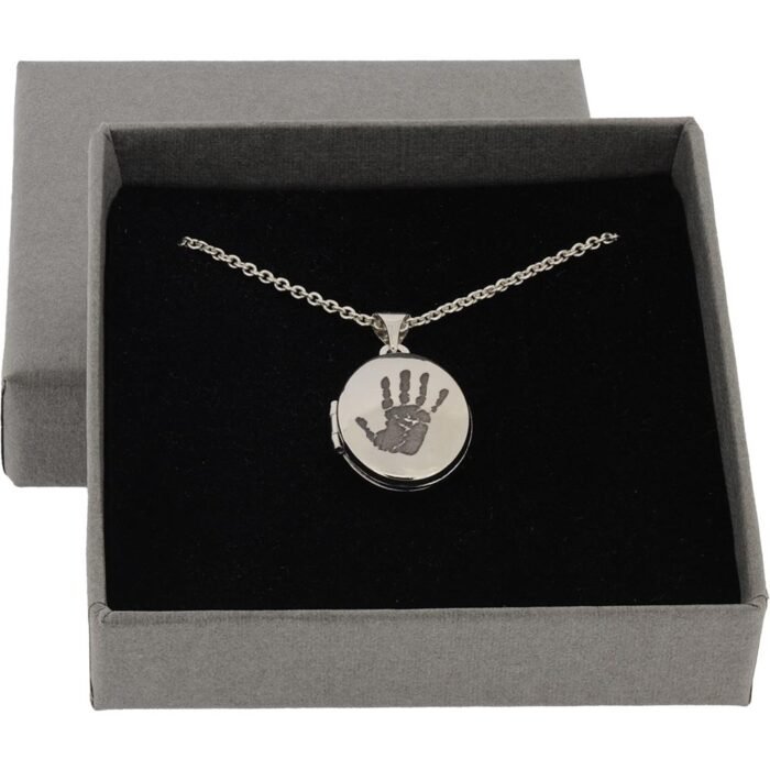 Silver Hand / Footprint Oval Photo Locket
