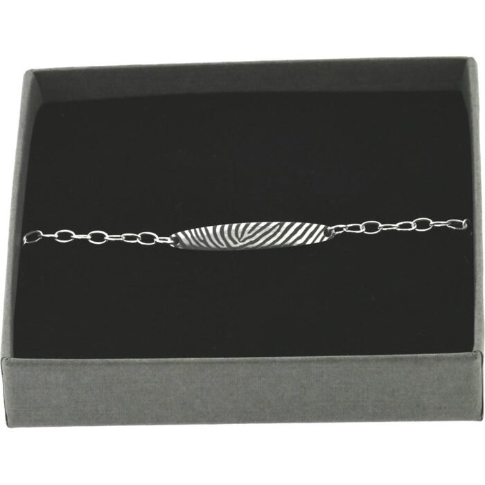 Silver Fingerprint Oval Plate Bracelet